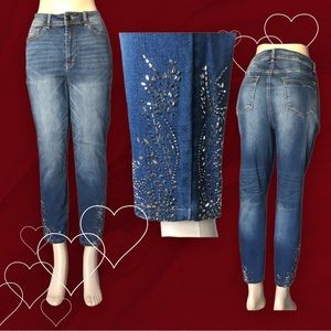 Love & Legend Embellished Washed Blue Jeans Size 16